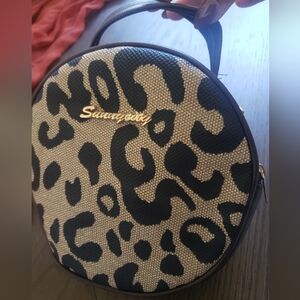 Leopard Print Round Crossbody Handbag With Adjustable Shoulder Strap